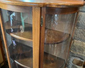 Antique Curved Glass China/Curio Cabinet
