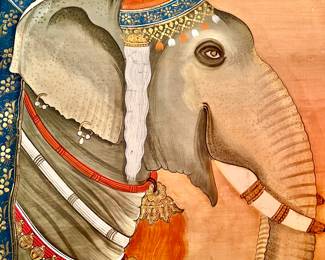 OIL PAINTING ON SILK!  SO COOL FOR ALL THE ELEPHANT LOVERS OUT THERE.