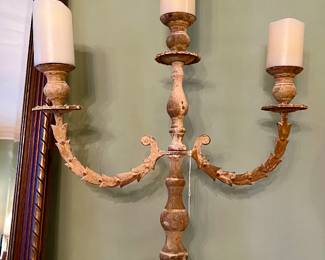 PAIR OF AMAZING METAL CANDELABRAS.