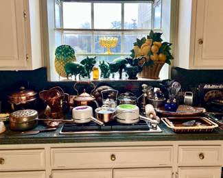 COPPER AND LIMOGES POTS.