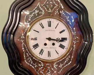 FRENCH MOTHER OF PEARL ANTIQUE NAPOLEON III CLOCK.