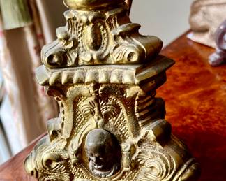 ALTAR CANDLESTICK REPURPOSED INTO A LAMP.  NOTE THE DETAIL.