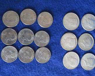 Lot 125. Nine Susan B Anthony Dollars and Six 40% Silver Kennedy Halves