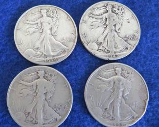 Lot 37. Four Walking Liberty Half Dollars