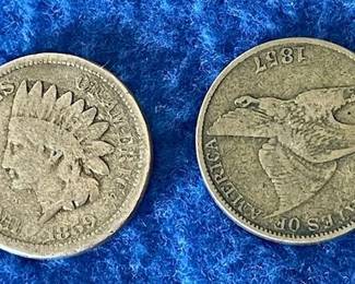 Lot 28. 1857 Flying Eagle and 1859 Indian Head&nbsp; Pennies