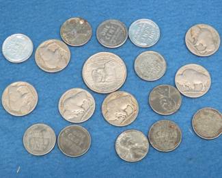 Lot 73. 1 Susan B Anthony Dollar, 6 Buffalo Nickels and 11 Zinc Pennies