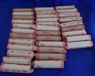 Lot 18. 33 rolls of 50 each wheat pennies.