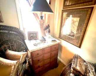 4 Drawer Chest with Marble Top - Lamp …