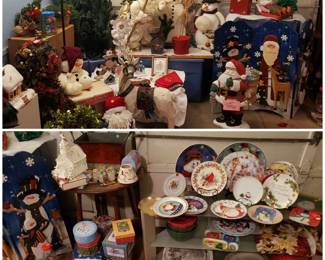 Santa, snowmen and Christmas tree decorations