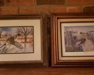 Local artist - duck and lab framed art 