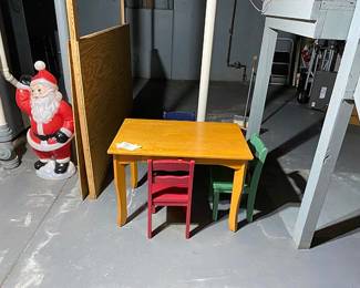Santa Blow Mold & Child's Table and Chairs