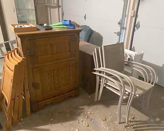 Antique Ice Box & Chairs