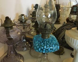 Antique & other oil lamps