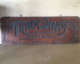 Carved wood advertising sign