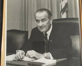 President Johnson numbered photo framed