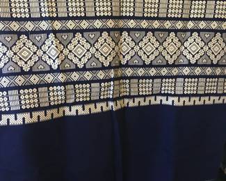 Navy blue machine made needlepoint fabric