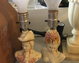 Victorian style porcelain lamp pair