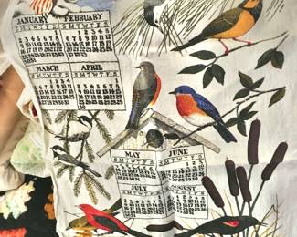 1972 linen bird calendar