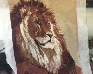 Lion unframed embroidered panel