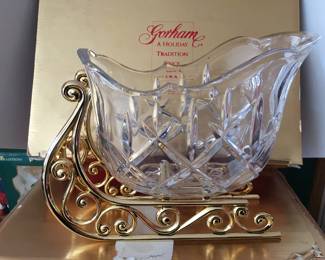 Gotham glass sleigh & 2-reindeer