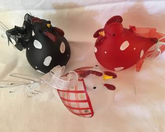 Glass roosters ornaments