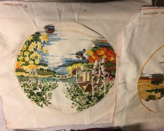 Unframed needlepoint pieces