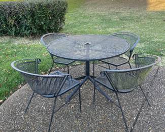 We have 2 iron tables with 4 chairs available