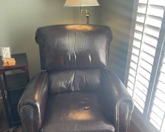 Super comfortable leather recliner.  Leather is worn but not cracked.