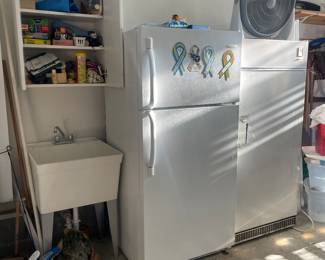 Garage refrigerator and freezer.  