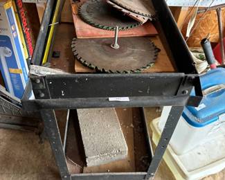 Metal cart with saw blades