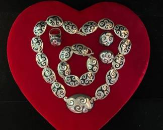 Sterling suite of jewelry from Mexico 