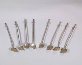 (8pc) JMT MEXICAN STERLING ICED TEA STIRRERS | Signed
