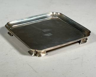 VINTAGE CHASE BANK STERLING TRAY | Sterling silver with engraved decoration on bottom, Board of Directors; 6 x 6 in., 10.74 ozt

