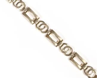 14 GOLD LINK BRACELET | Designed as a (tested to) 14k gold link bracelet with alternating double hoops and square hollow links. 19.5g, l. 7 in.
