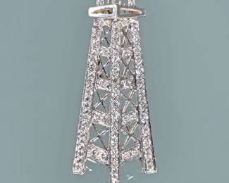 DIAMOND & PLATINUM OIL DERRICK PENDANT / PIN | 
