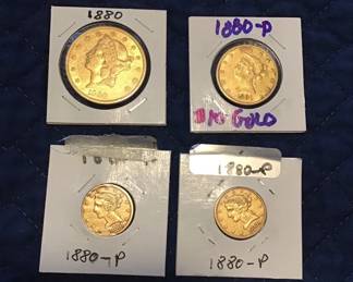  02 1880 Liberty Head Gold Coins