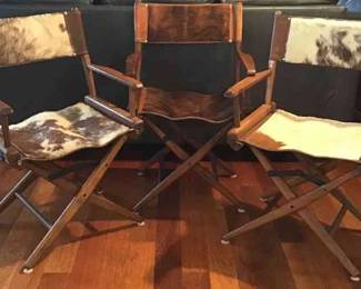 3 Vintage Cow Hide Chairs, Telescope Furniture Co.