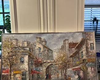 French City Scene Oil Painting