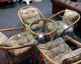 Rattan Table & 4 Chairs