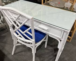 White Bamboo Desk & Chair