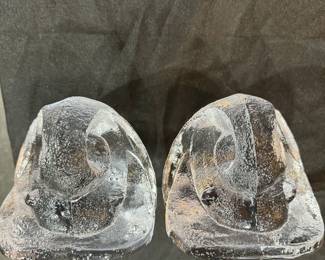 Glass Elephant Bookends