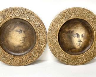 Pair of Hand Painted Portrait Plates