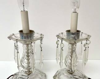 Pair of Crystal Lamps with Prisms