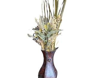 Faux Floral with Metal Vase