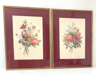 Pair of Colored Floral Engravings by JeanLouis Prvost