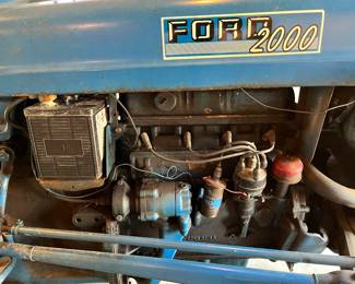Close-up view of the Ford 2000 tractor.