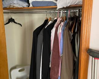 Men’s jackets/clothing, including Christopher & Banks, VanHeusen, and more.