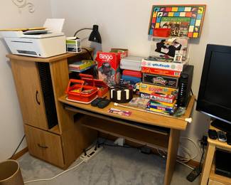 Desk/filing cabinet/cabinet combo piece.
