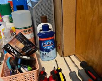Tools; household cleaning, etc. supplies.