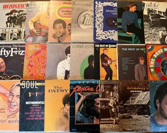 Sampling of the types and titles of the LPs to be included in the large collection of records to be sold.